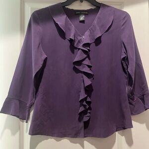 Anne Carson Elegant Purple Ruffle Blouse